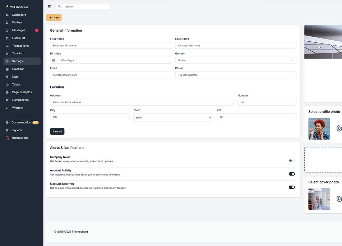 Settings page preview